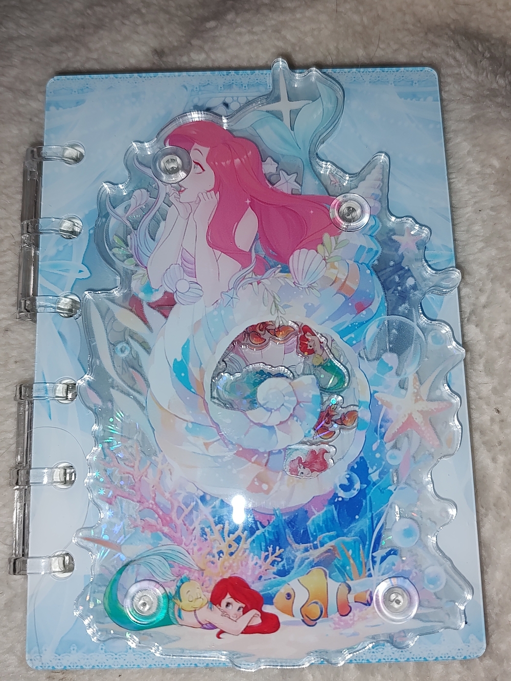 The Little Mermaid A7 Acrylic Shaker Notebook Spiral-Bound Journal -with Paper